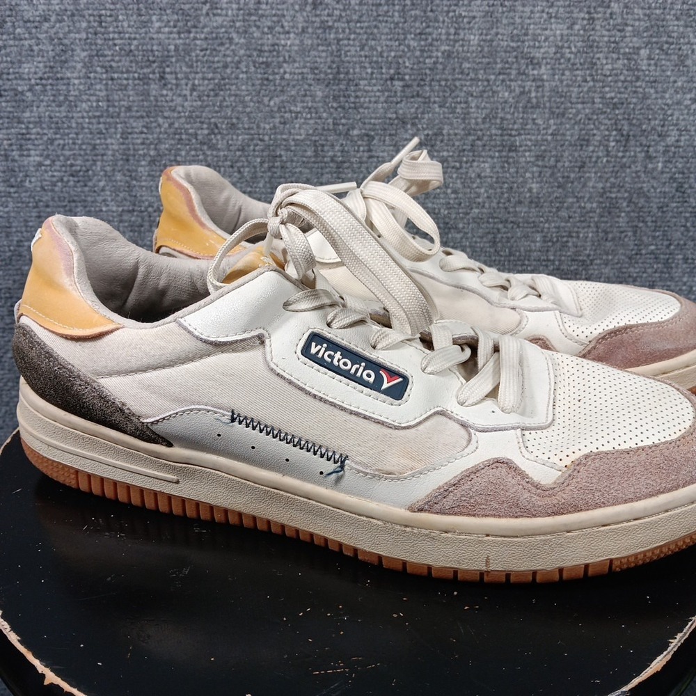 Victoria 1985 Distressed Mens Shoes Euro 44 White Gold Leather Canvas USA 11